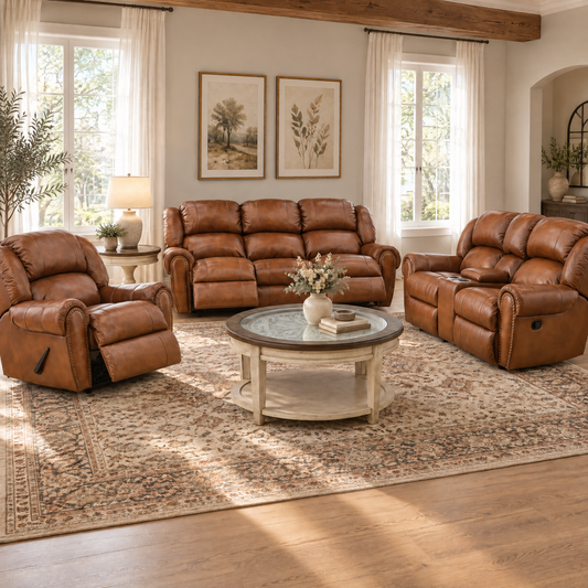 Falynn Leather Rocker Recliner Console Loveseat - alternate view