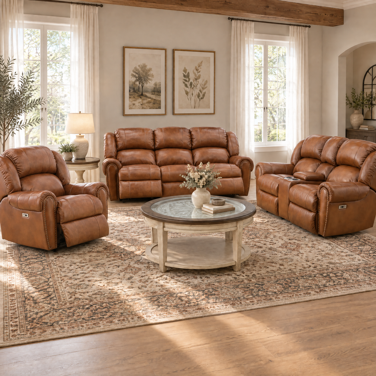 Falynn Leather Power Rocker Recliner