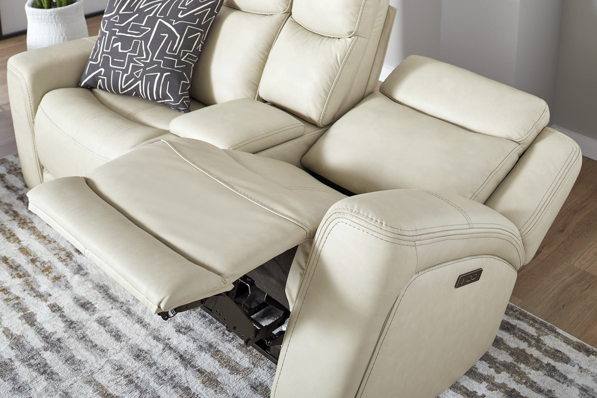 Davidson Power Leather Console Loveseat