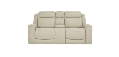 Davidson Power Leather Console Loveseat Platinum