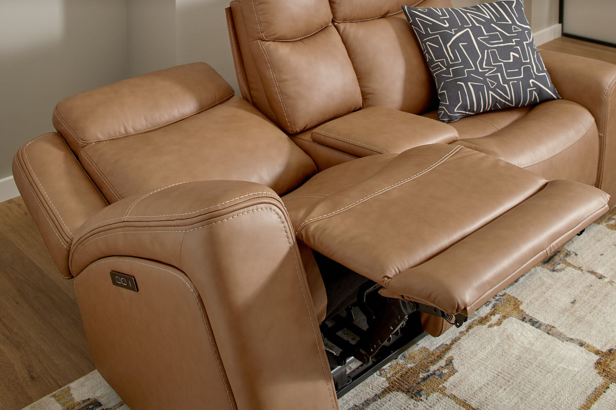 Davidson Power Leather Console Loveseat
