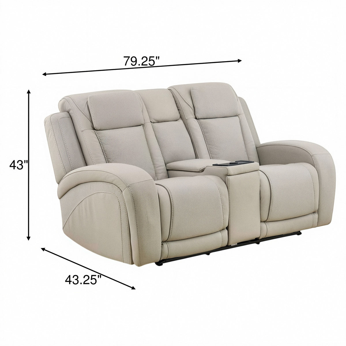 Phoenix Leather Power Reclining Console Loveseat