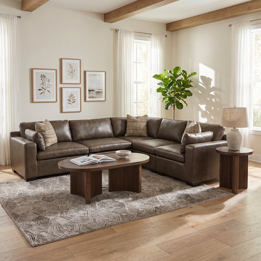 Amalfi 5-Piece Leather Modular Sectional - alternate view
