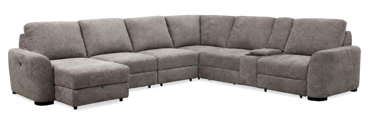 Zenith 6-Piece Power Reclining Sliding Seat Sectional Chaise Right-Facing