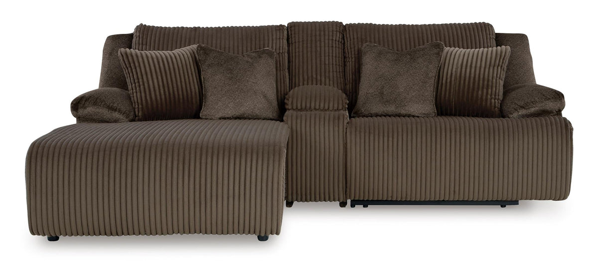 Top Tier Left Facing 3-Piece Reclining Sectional Sofa with Chaise Chocolate