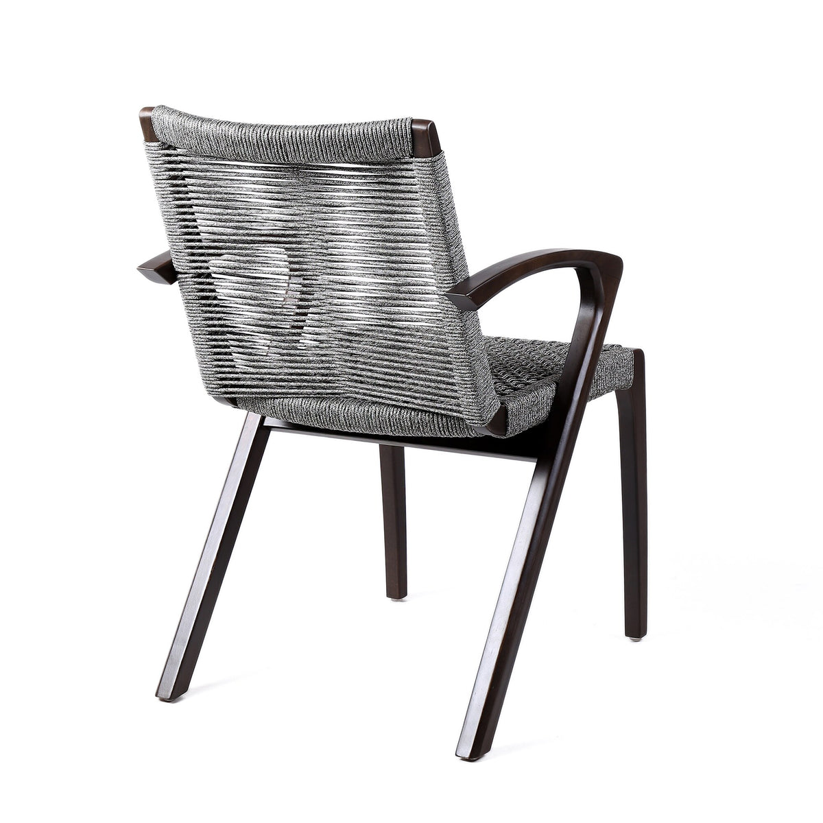 Nabila Outdoor Dark Eucalyptus Wood and Gray Rope Dining Chairs (Set of 2)