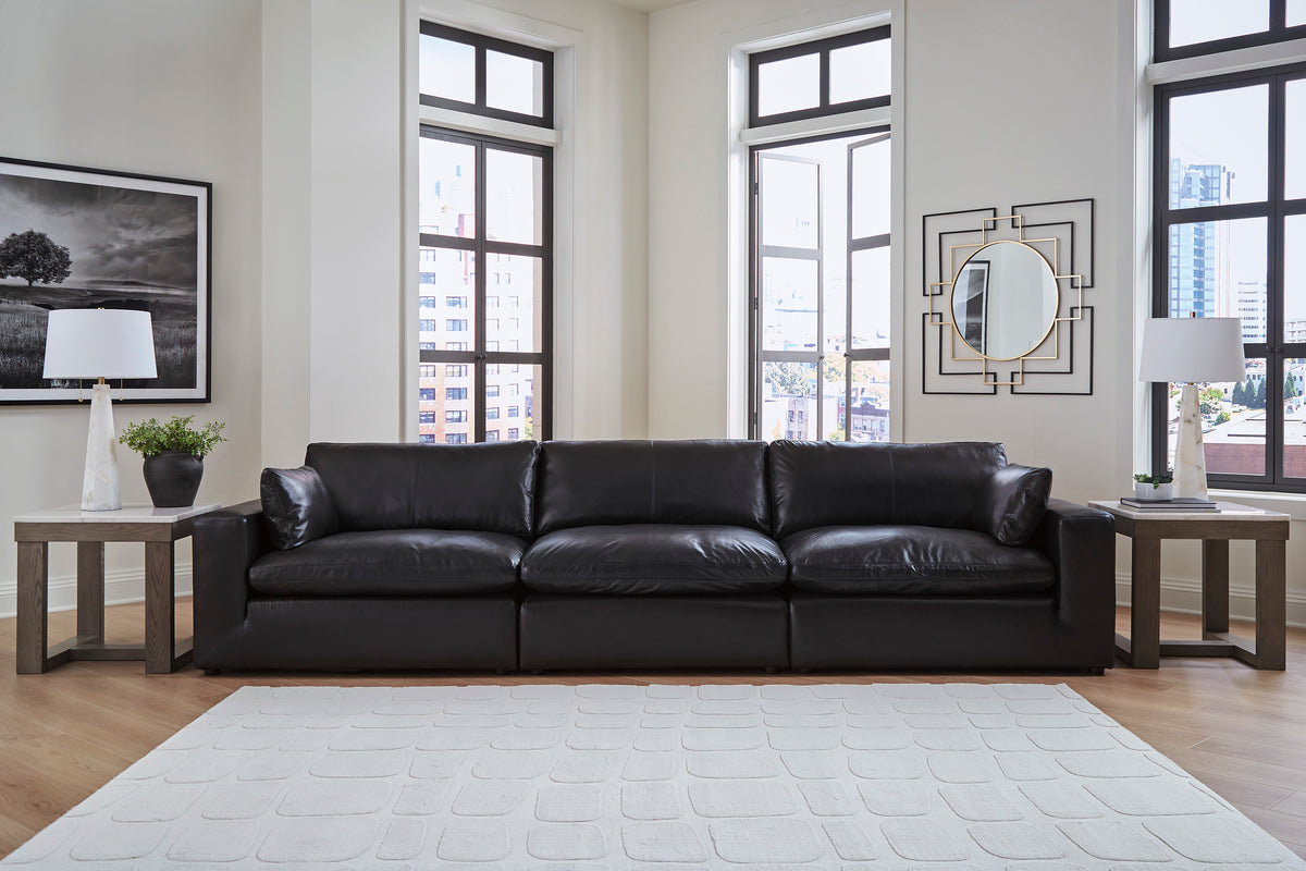Ashley Emilia 3-Piece Leather Modular Sofa Black