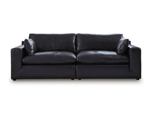 Ashley Emilia 2-Piece Leather Modular Loveseat Black - alternate view
