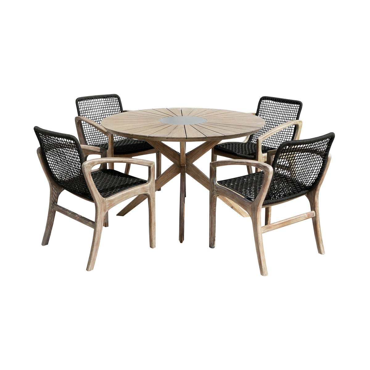Sachi and Brighton 5 Piece Dining Set Charcoal