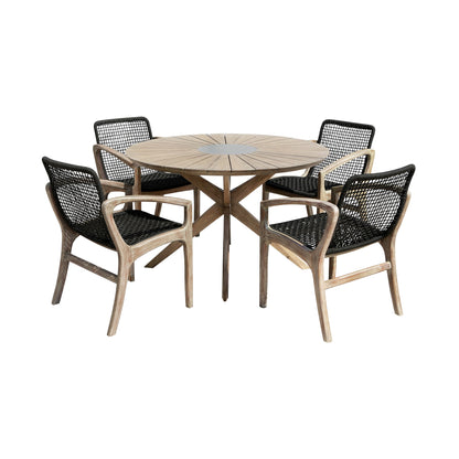 Sachi and Brighton 5 Piece Dining Set Charcoal