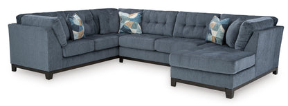 Ashley Maxon Place 3-Piece Sectional with Chaise Navy Right-Facing