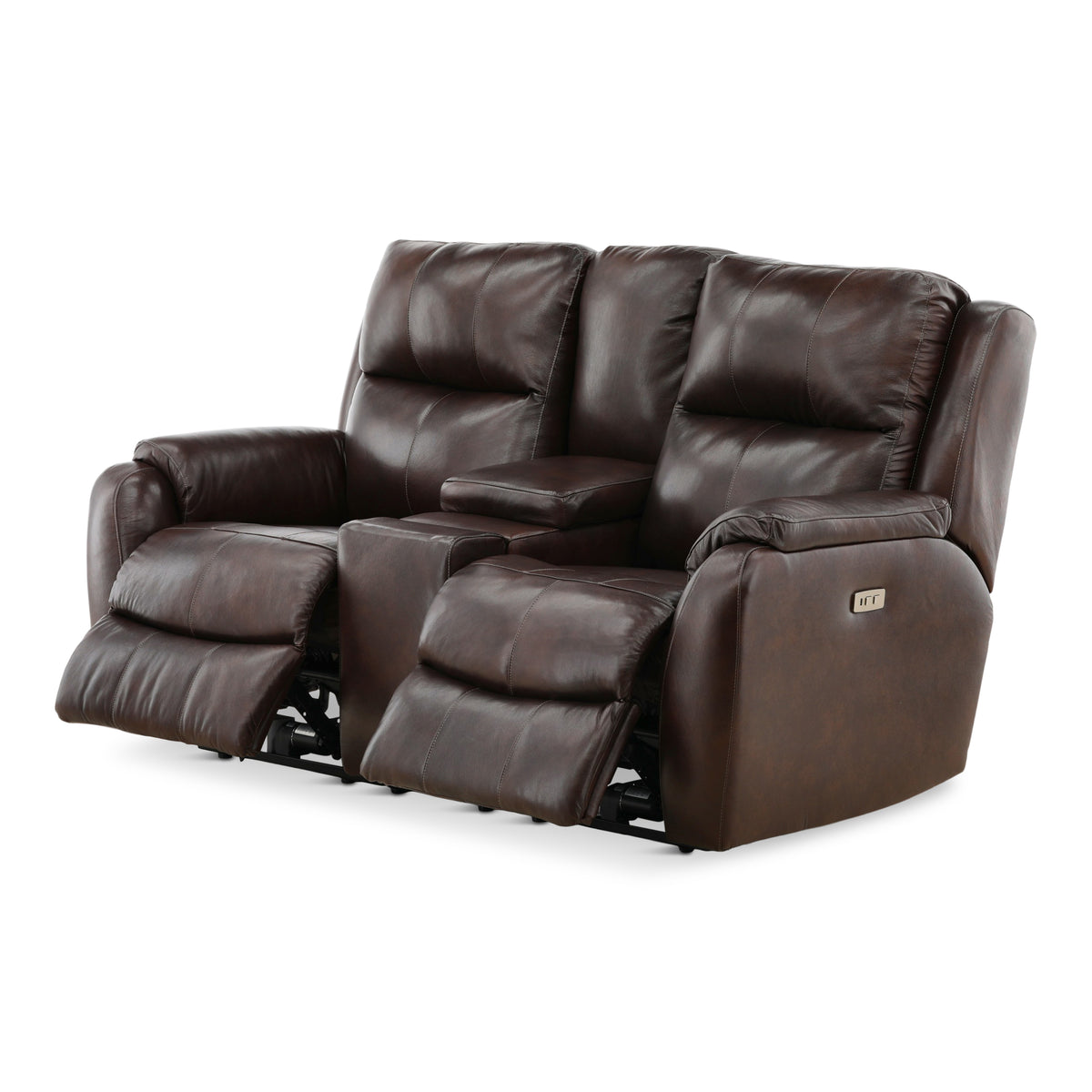 Waylon Leather Power Reclining Console Loveseat