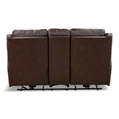 Waylon Leather Power Reclining Console Loveseat