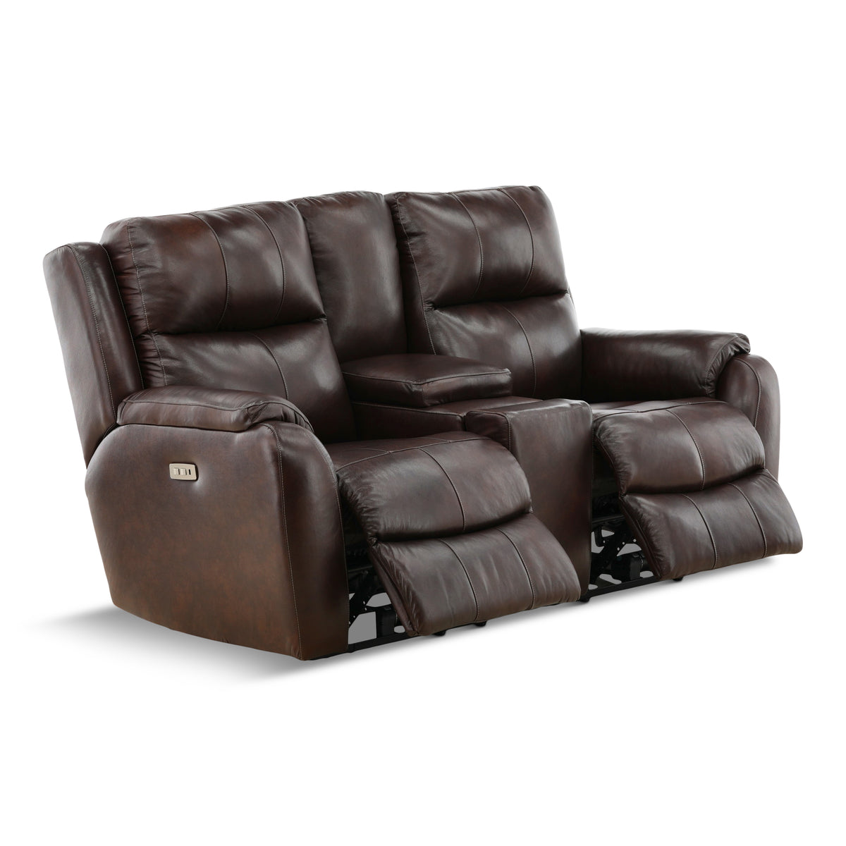 Waylon Leather Power Reclining Console Loveseat