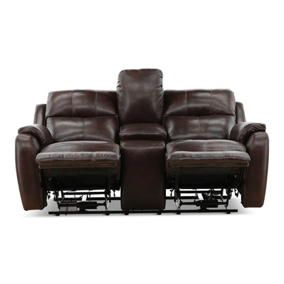 Waylon Leather Power Reclining Console Loveseat