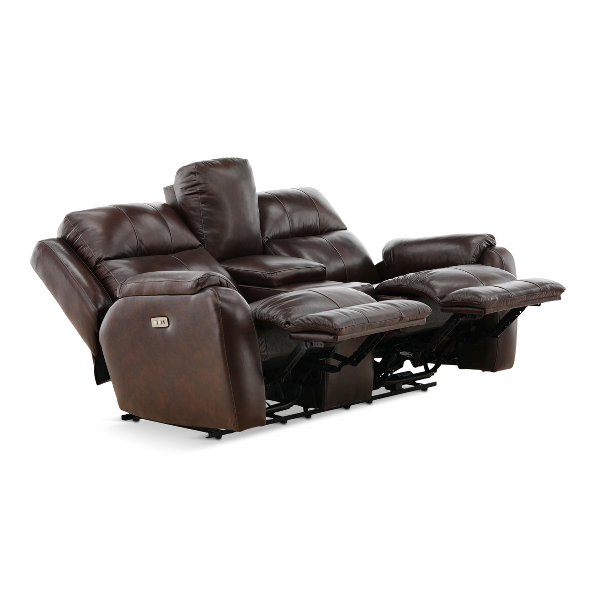 Waylon Leather Power Reclining Console Loveseat