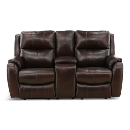 Waylon Leather Power Reclining Console Loveseat
