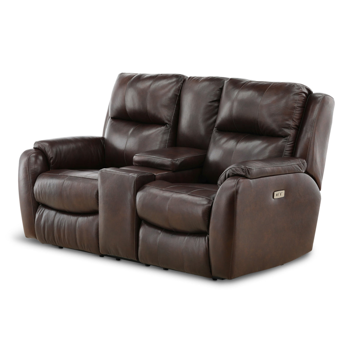 Waylon Leather Power Reclining Console Loveseat