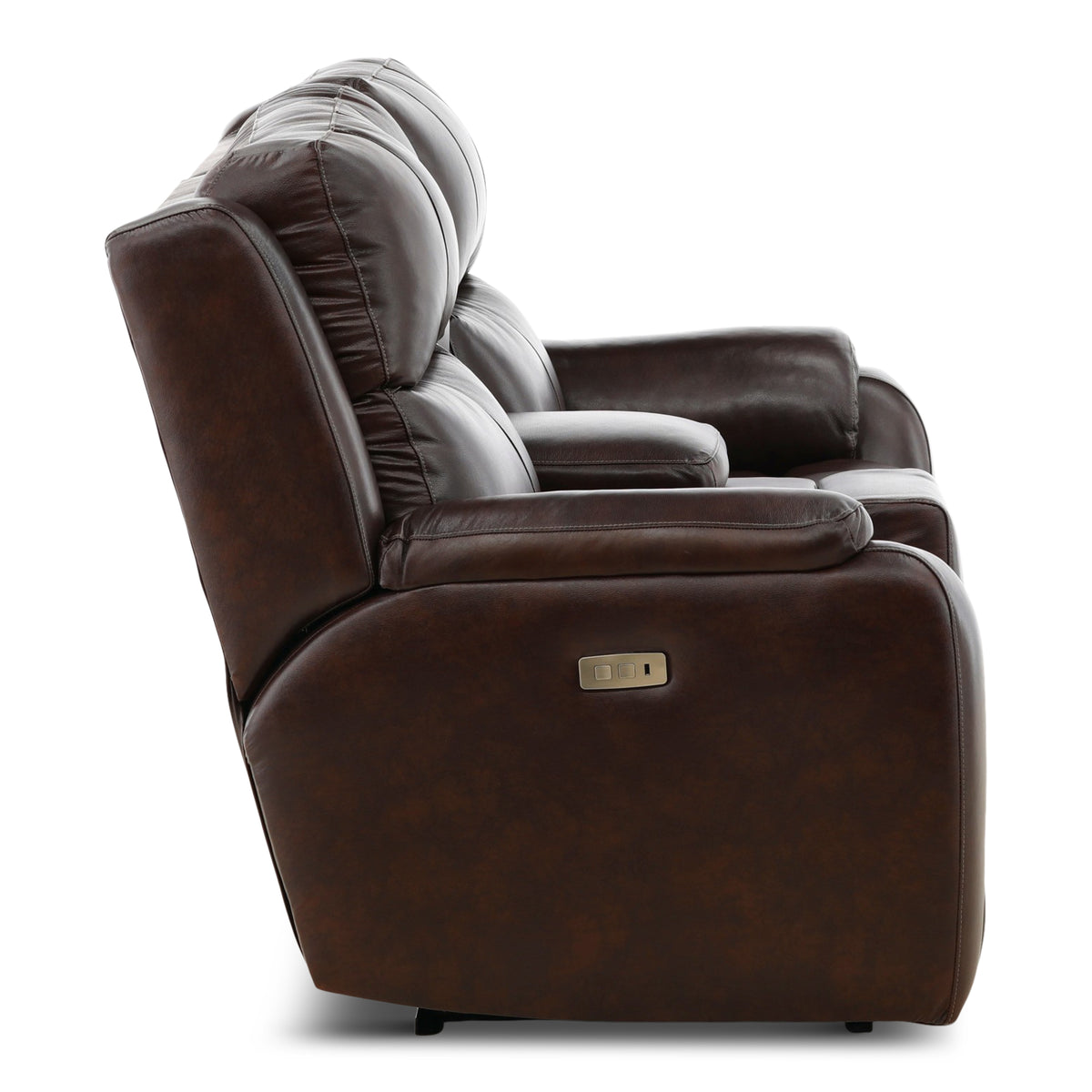 Waylon Leather Power Reclining Console Loveseat
