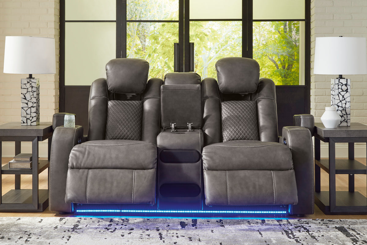 Fyne-Dyme Dual Power Reclining Loveseat with Console