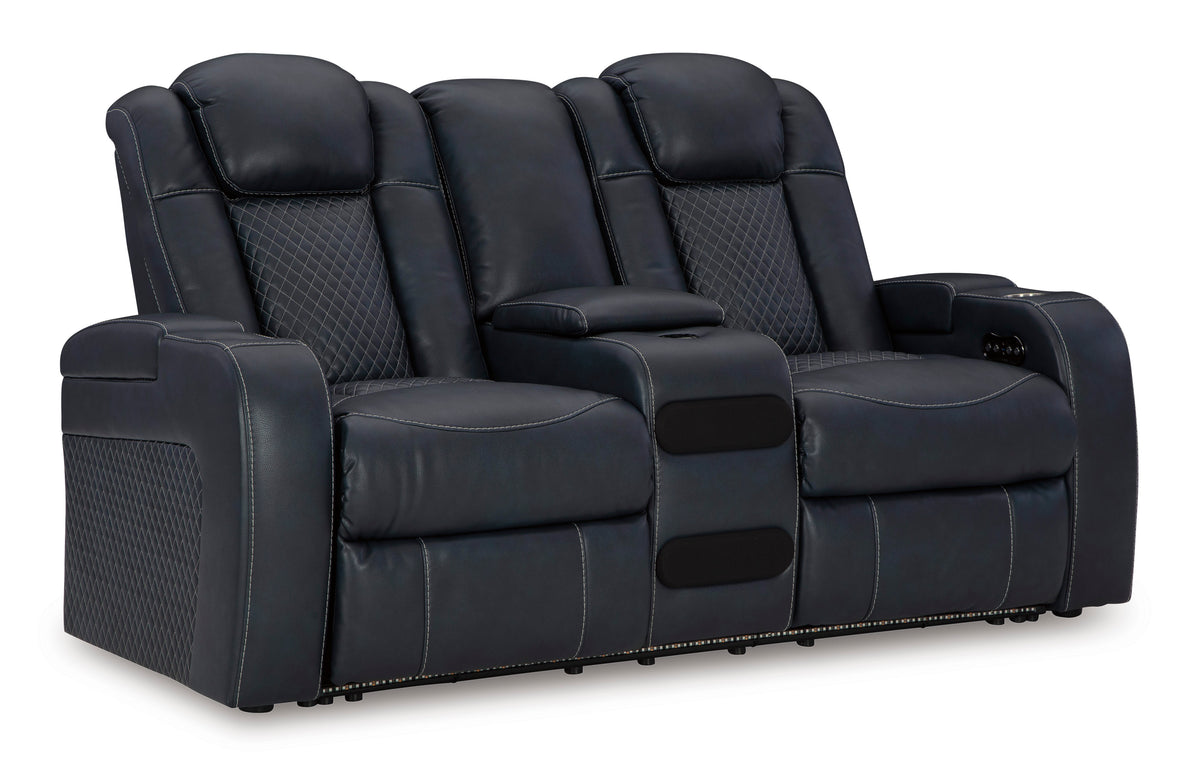 Fyne-Dyme Dual Power Reclining Loveseat with Console