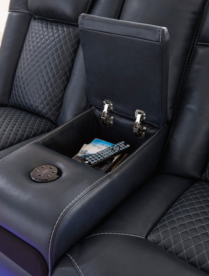 Fyne-Dyme Dual Power Reclining Loveseat with Console