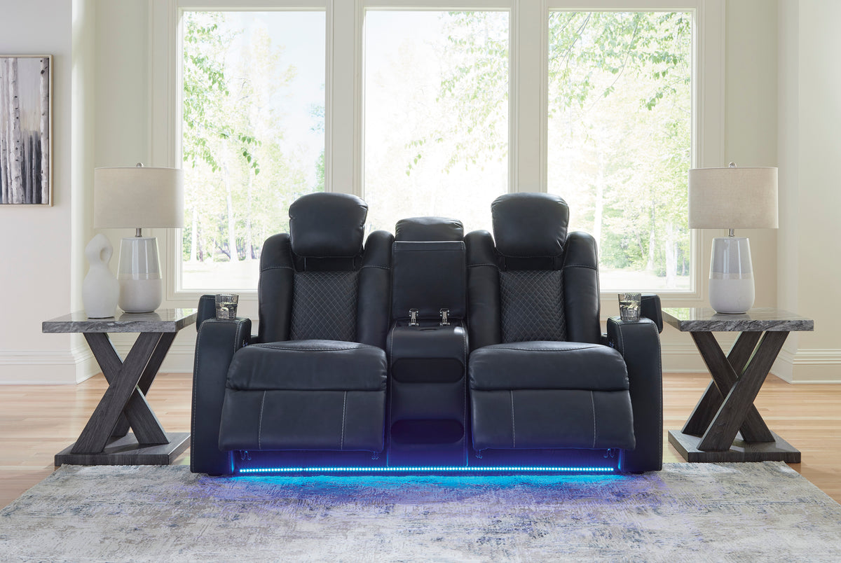 Fyne-Dyme Dual Power Reclining Loveseat with Console