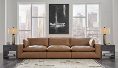 Ashley Emilia 3-Piece Leather Modular Sofa Brown