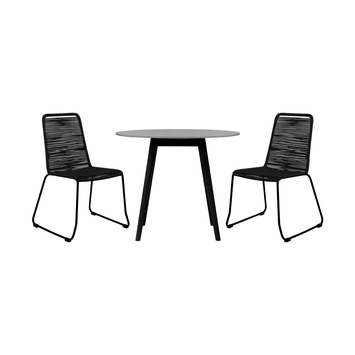 Sydney and Shasta 3 Piece Outdoor Patio 36" Dining Set Black