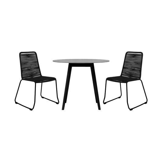 Sydney and Shasta 3 Piece Outdoor Patio 36" Dining Set Black
