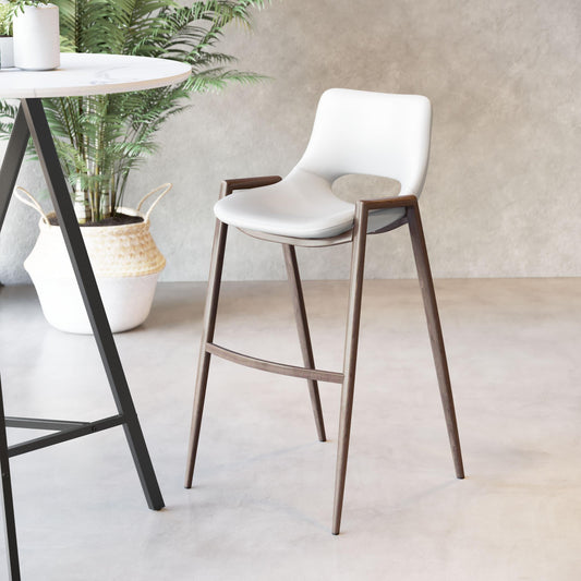 Desi Barstool (Set of 2) White & Walnut - alternate view