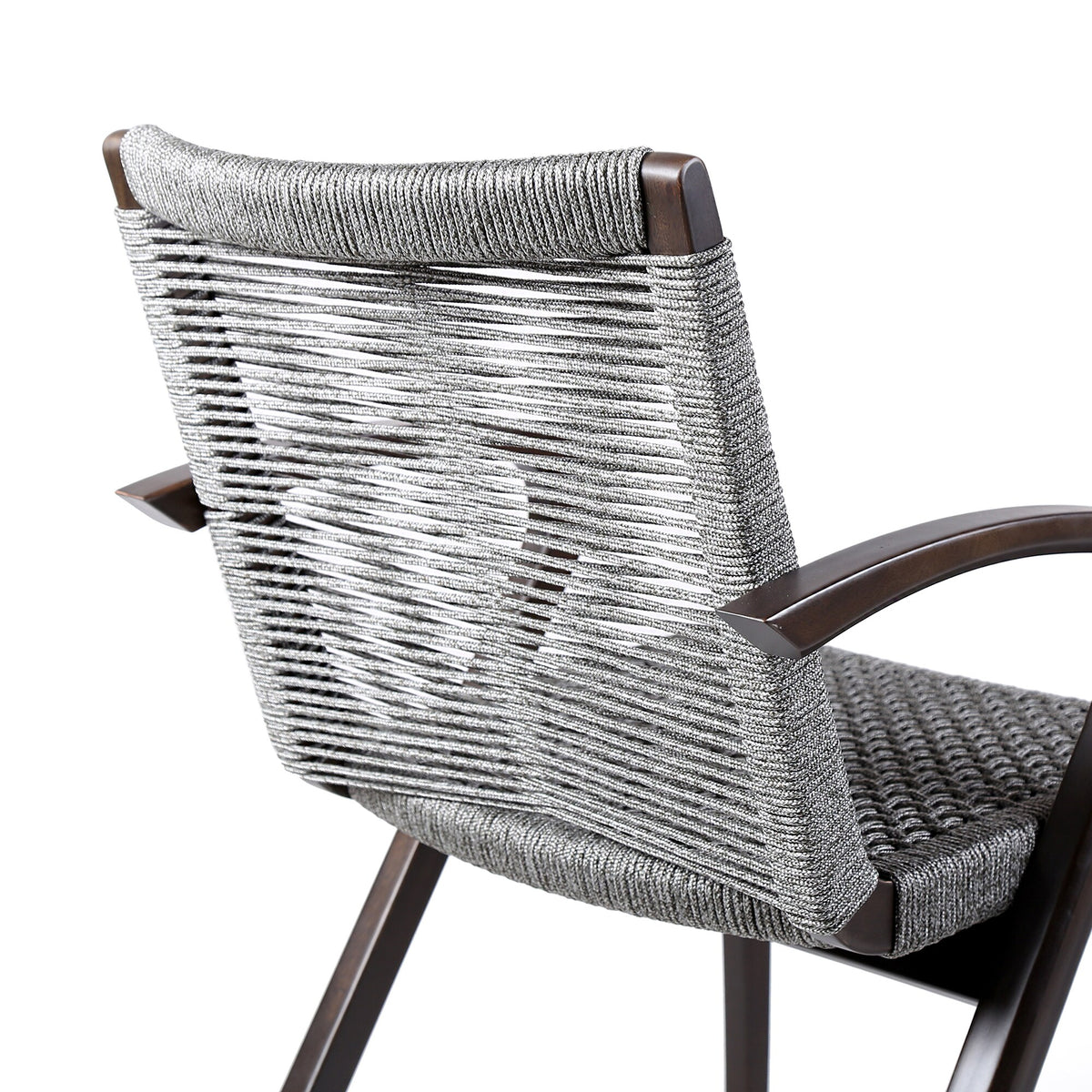 Nabila Outdoor Dark Eucalyptus Wood and Gray Rope Dining Chairs (Set of 2)