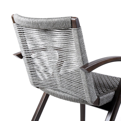 Nabila Outdoor Dark Eucalyptus Wood and Gray Rope Dining Chairs (Set of 2)