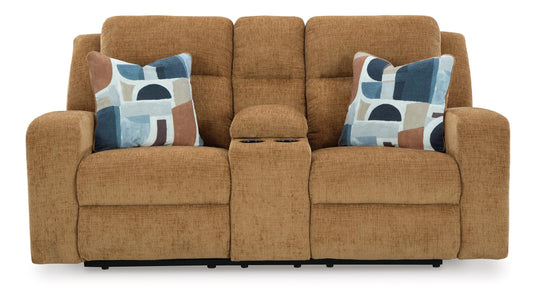 Kanlow Reclining Console Loveseat Honey - alternate view