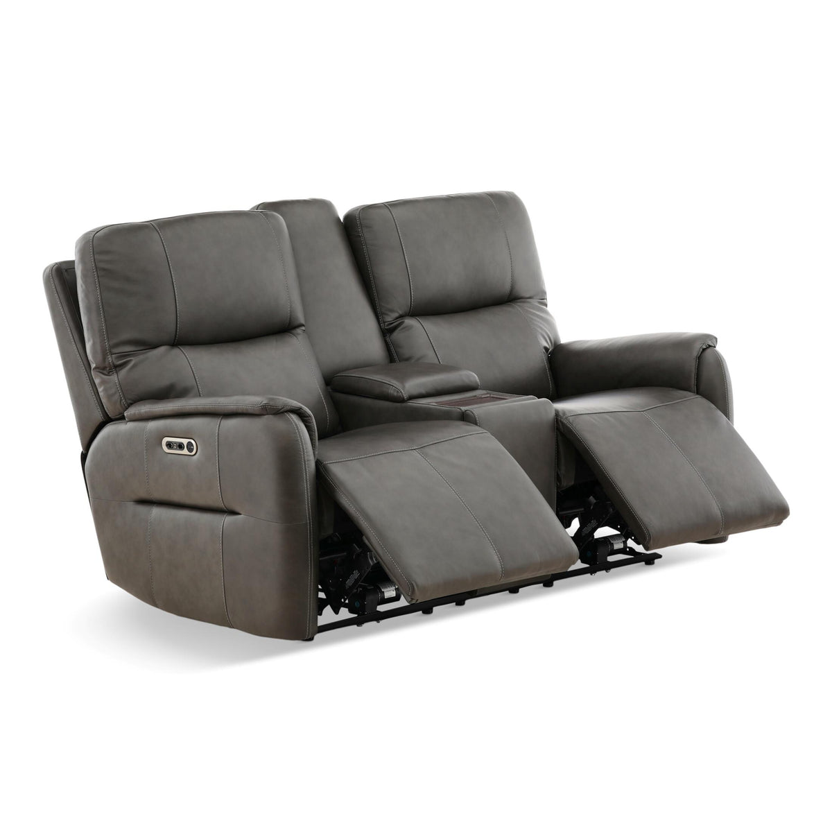 Flexsteel Walker Leather Power Reclining Console Loveseat
