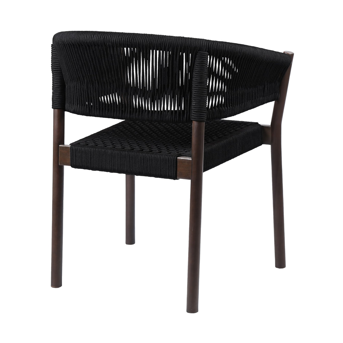 Doris Indoor Outdoor Dining Chair in Dark Eucalyptus Wood with Black Rope (Set of 2)