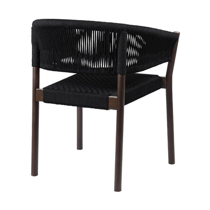 Doris Indoor Outdoor Dining Chair in Dark Eucalyptus Wood with Black Rope (Set of 2)