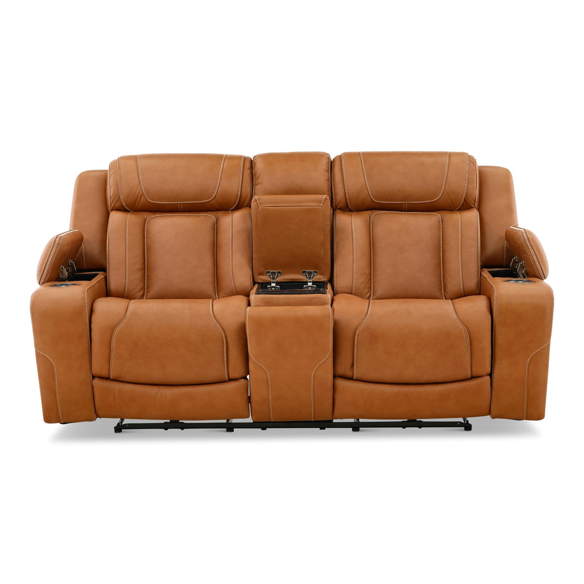 Denver Leather Power Console Loveseat