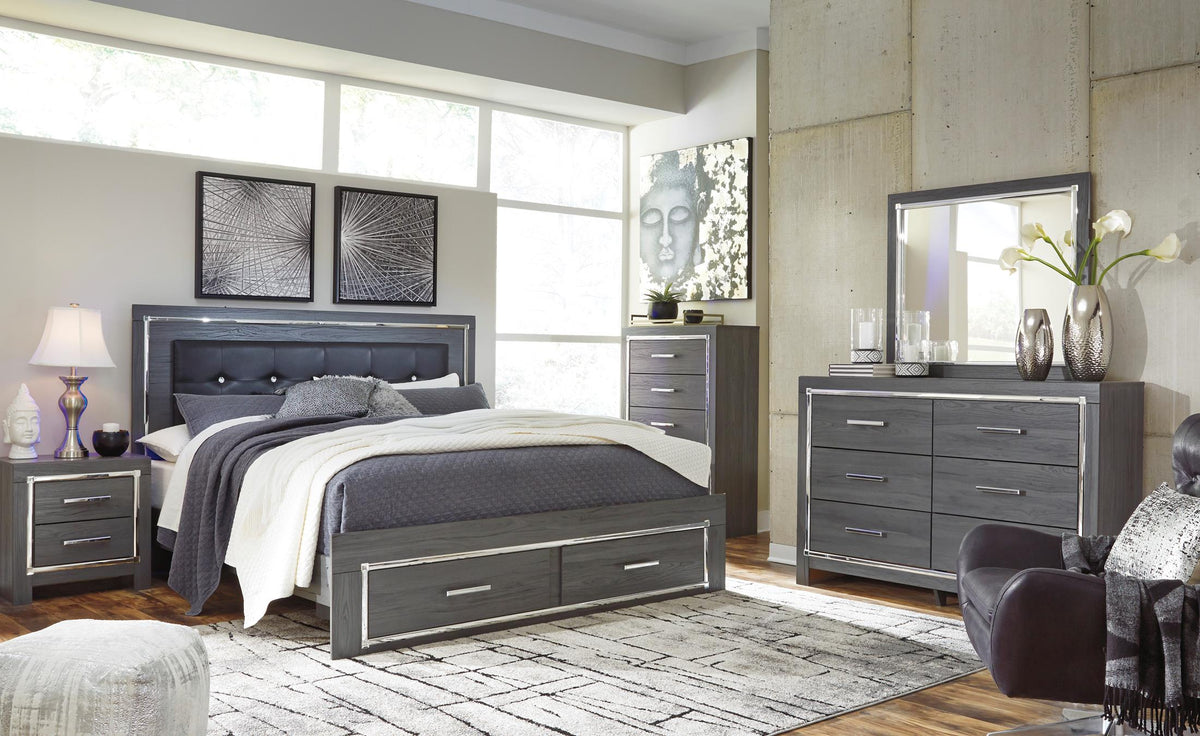 Lodanna Upholstered Panel Bed with 2 Storage Drawers King