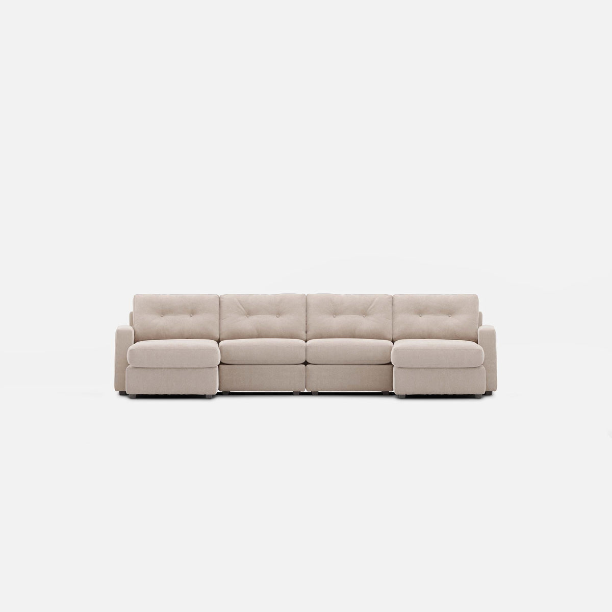 Modular One 4-Piece Sectional with Dual Chaise Stone