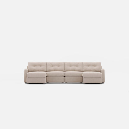 Modular One 4-Piece Sectional with Dual Chaise Stone