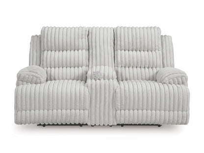 Technique Double Reclining Power Loveseat with Console Alloy