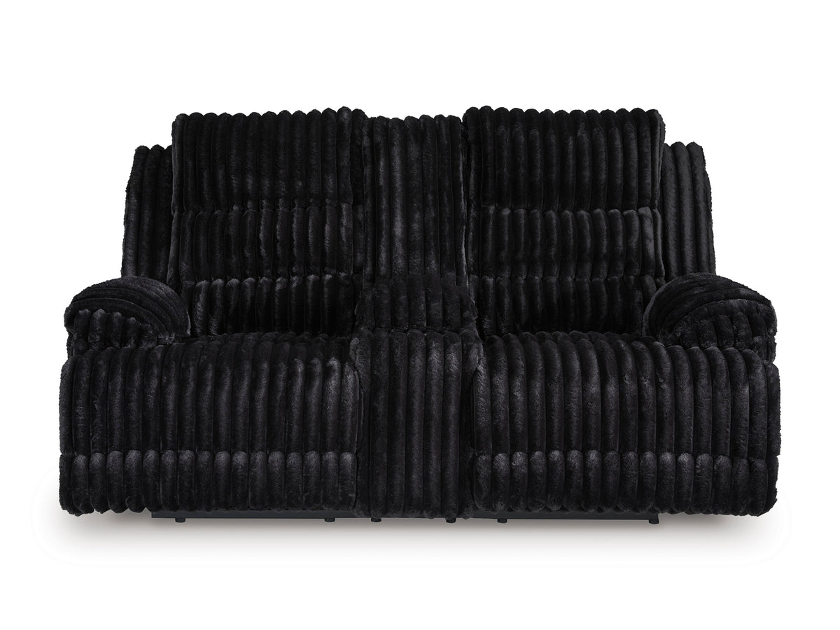Technique Double Reclining Power Loveseat with Console Onyx
