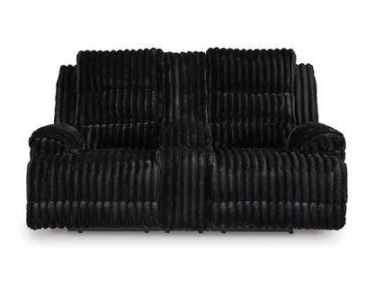 Technique Double Reclining Power Loveseat with Console Onyx