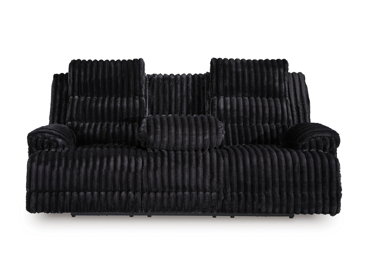 Technique Reclining Power Sofa with Drop Down Table Onyx