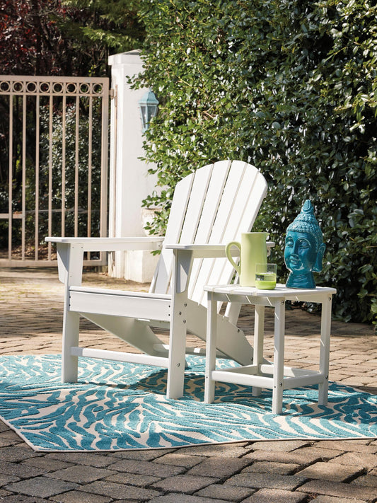 Ashley Sundown Treasure Outdoor Patio Adirondack Chair & Square End Table White
