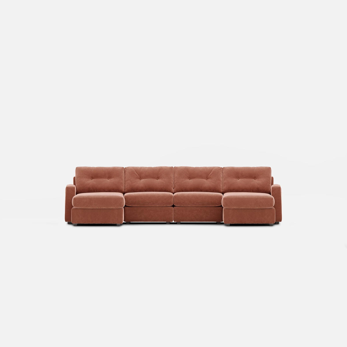 Modular One 4-Piece Sectional with Dual Chaise Cantaloupe