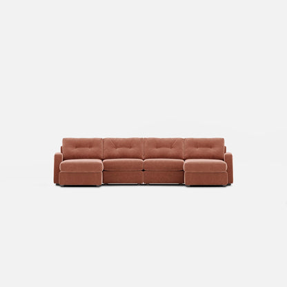 Modular One 4-Piece Sectional with Dual Chaise Cantaloupe