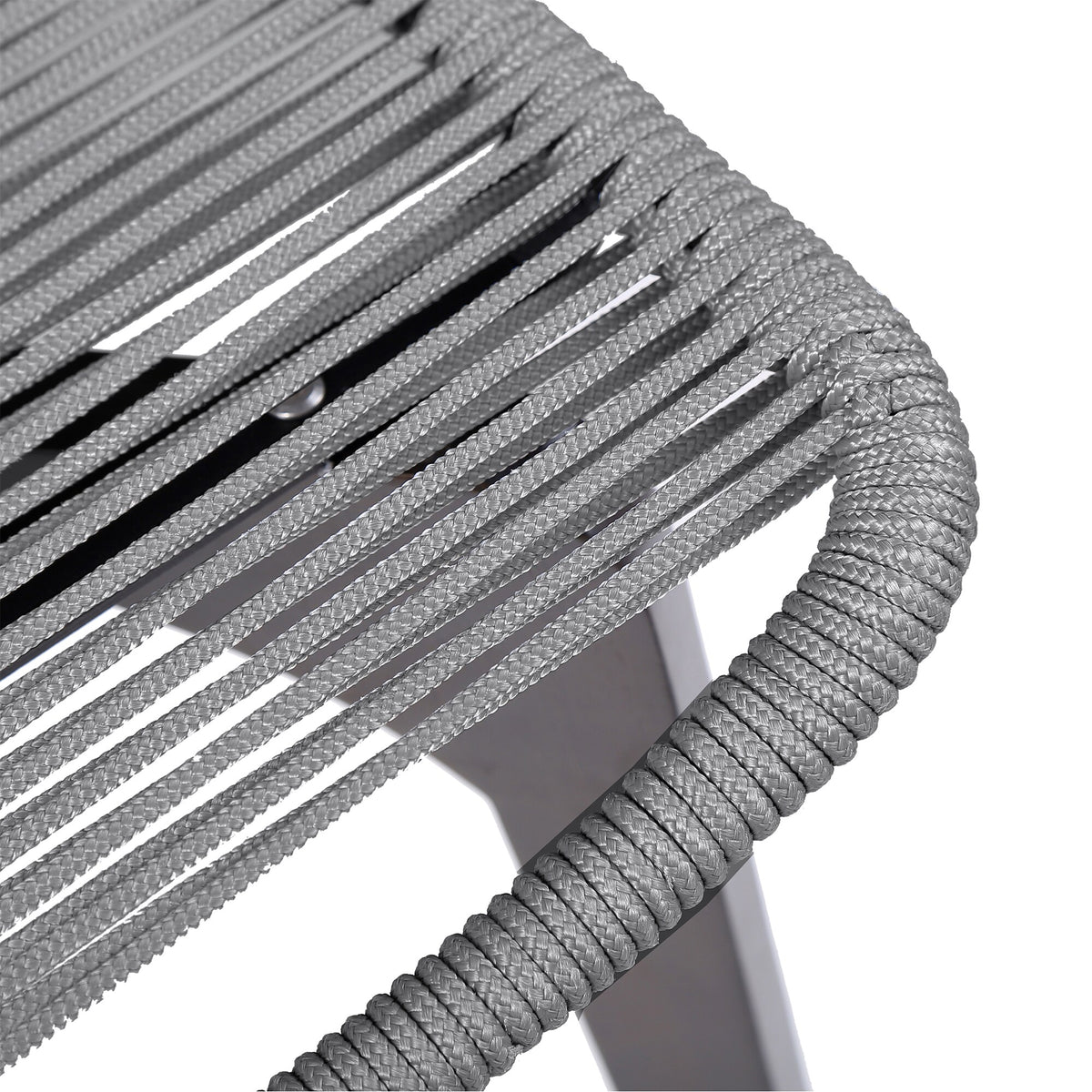 Snack Indoor Outdoor Stackable Steel Dining Chair with Gray Rope (Set of 2)
