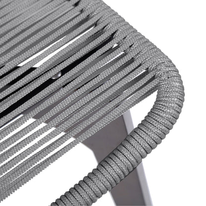 Snack Indoor Outdoor Stackable Steel Dining Chair with Gray Rope (Set of 2)